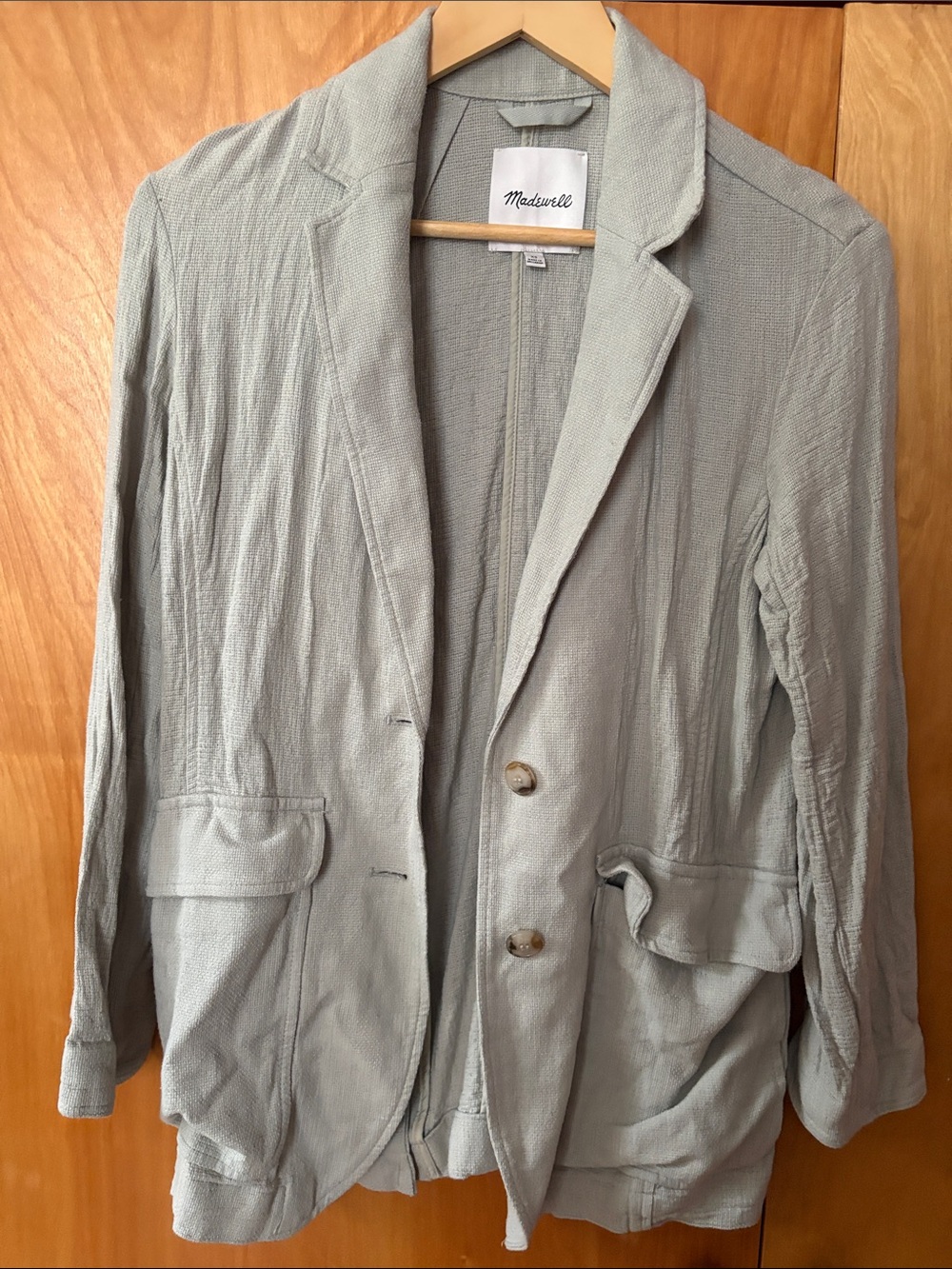 Madewell Breezewoven Larsen Linen Blazer Jacket Ashen Sage Green XS